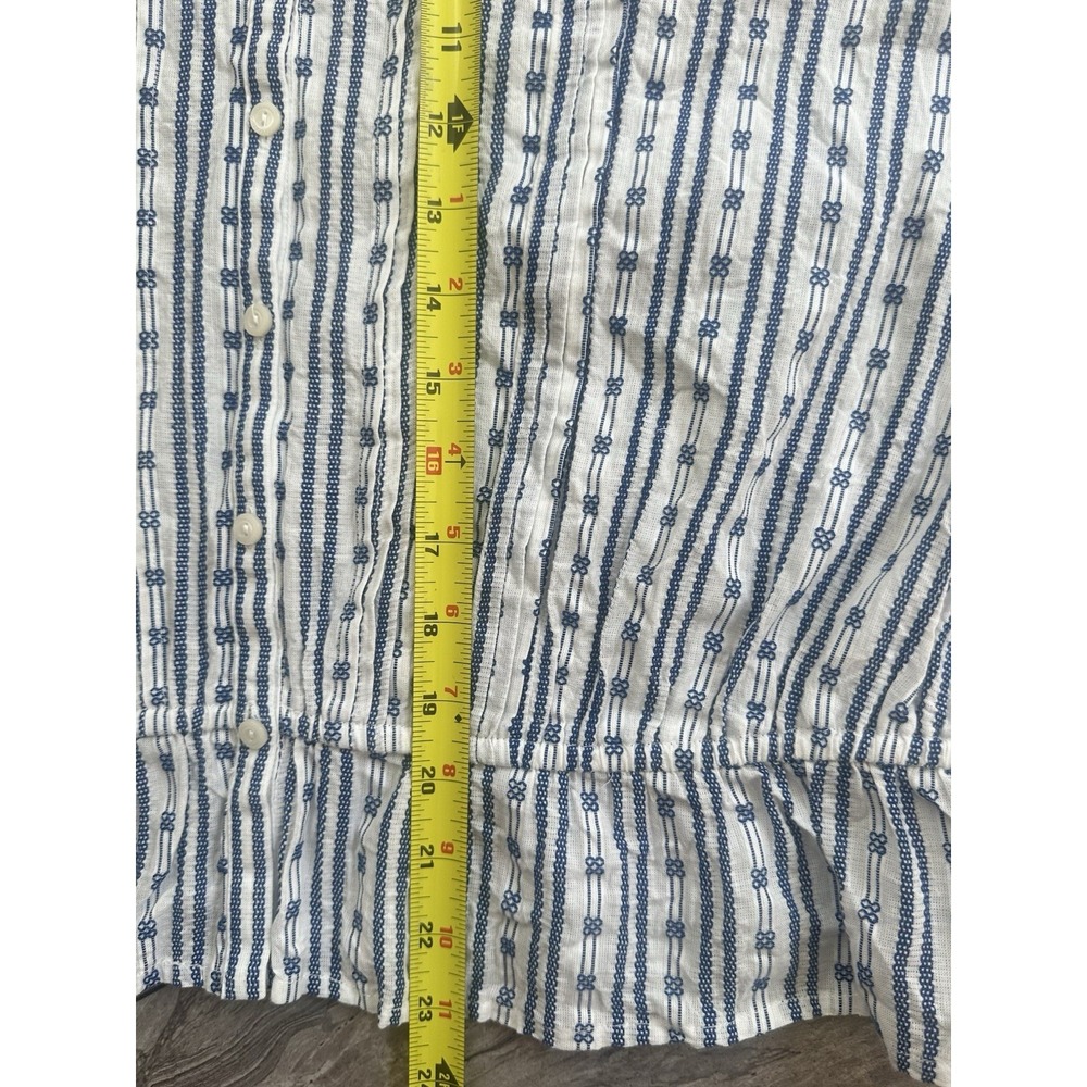 Sam Edelman Women's XL Blue White Striped Cotton Ruffle Peplum Blouse - Picture 4 of 8